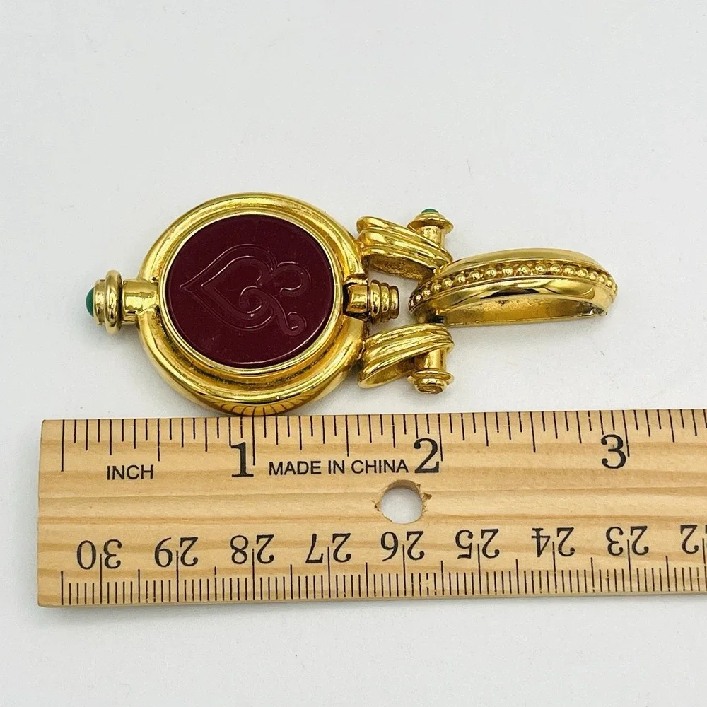 Vintage Tova Beverly Hills Gold Pendant Reversible Perfume Holder Powder Compact
